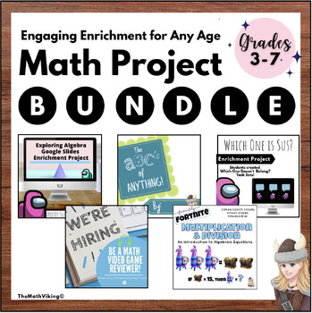 Preview of Math Project Bundle! Enrichment Challenge Digital/ Printable Projects! Grade 3-7