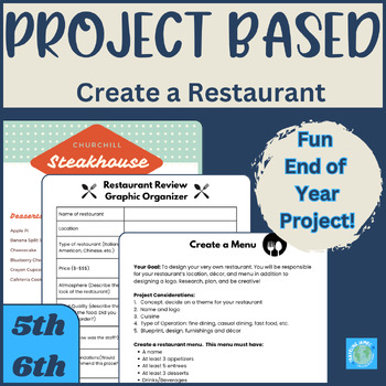 Preview of Design a Restaurant Math Project | PBL | End of Year | 5th 6th grades