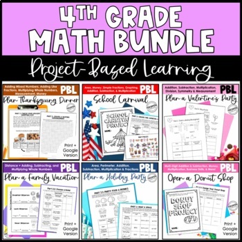 Preview of Math Project-based Learning for 4th Grade Bundle: 6 Awesome Projects!