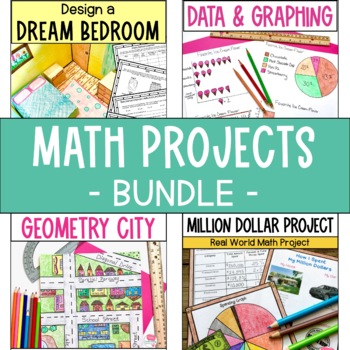 Preview of Math Projects - 4th and 5th Grade - Area, Perimeter, Angles, Graphing, Decimals