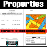 Math Properties Interactive Notebook Coloring Activity