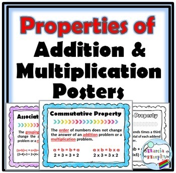 Math Properties of Addition & Properties of Multiplication Posters