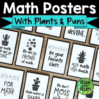 Preview of Plant Theme Bulletin Board Classroom Decor Math with Puns Posters