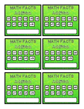Preview of Math Punch Cards  - Addition Facts