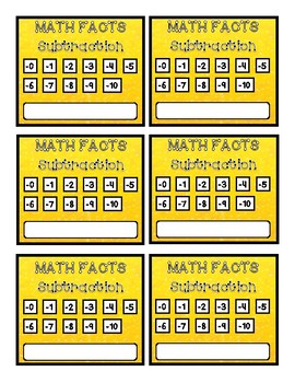 Preview of Math Punch Cards  - Subtraction Facts
