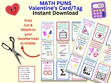 Math Puns: Colorful Valentine's Notes, Printable Cards, Di