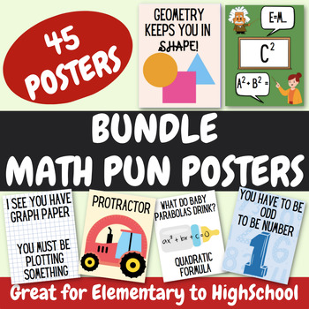 Preview of Math Puns | Math Puns Poster | Math Decorations | Classroom Decorations