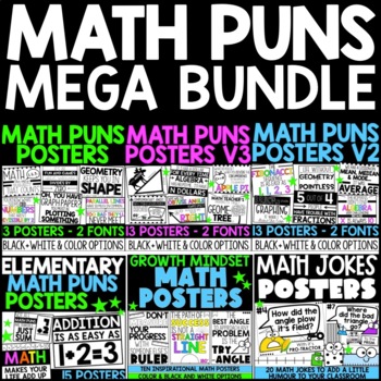 Preview of Math Puns Posters Mega Bundle