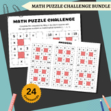 Math Puzzle Challenge Bundle - 24 Crossword + Answers - 48