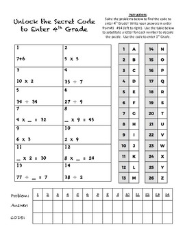 Math Puzzle Fourth Grade Beginning of Year by Miss Jessi's ...