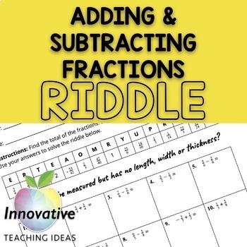 Preview of Math Puzzle Problem Solving Task | Editable | Addition & Subtracting Fractions 