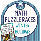 Math Puzzle Races - Operations Practice Holiday/Winter Theme