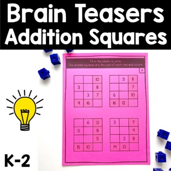 Preview of Math Enrichment | Addition Square Brain Teasers