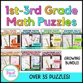 Math Puzzles All Year - Math Fact Practice - 2nd Grade Mat