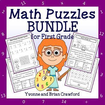 Preview of Math Puzzles Bundle | 1st Grade | Math Enrichment | 30% off