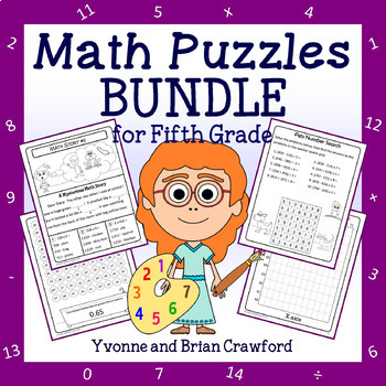 Preview of Math Puzzles Bundle | 5th Grade | Math Facts Math Skills Review | 30% off