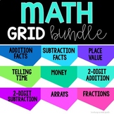 Math Puzzles - Telling Time, Counting Money, Fractions, Ar