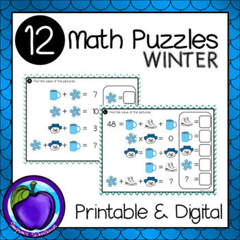 Preview of Math Puzzles - Winter (Printable and Digital)