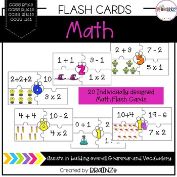 Preview of Math Puzzles and Flash Cards | Add, Subtract and Multiply Numbers 1-20