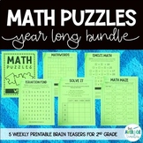 Math Puzzles for 2nd Grade BUNDLE - Math Brain Teasers, Cr