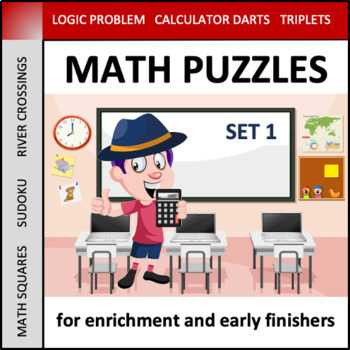 Preview of Math Puzzles for Early Finishers: Set 1 - critical thinking and enrichment
