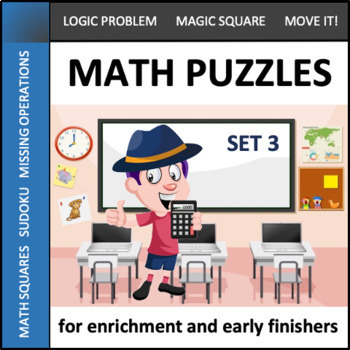 Preview of Math Puzzles for Early Finishers: Set 3 - critical thinking and enrichment