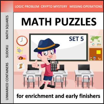 Preview of Math Puzzles for Early Finishers: Set 5 - critical thinking and enrichment