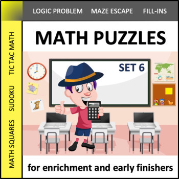 Preview of Math Puzzles for Early Finishers: Set 6 - critical thinking and enrichment