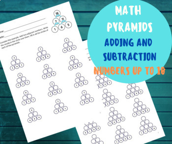 Preview of Math Pyramids | Addition & Subtraction up to 10 | 240 Pyramids