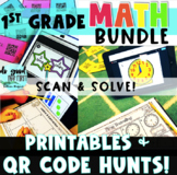 1st Grade Math Bundle - QR Code Hunts linked to Digital Ta