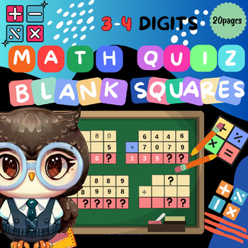 Preview of Math Question Blank Square Template for 3-4 Digits, Math Homework Activity