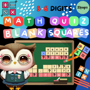 Preview of Math Question Blank Square Template for 5-6 Digits, Math Homework Activity