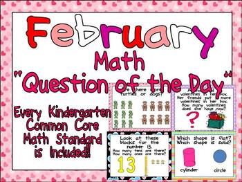Preview of Math Question of the Day- Kindergarten Common Core for February