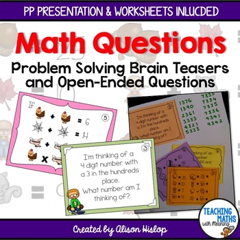 Preview of Math Warm Up - Open Ended Questions & Problem Solving Brain Teasers - Year 3 & 4