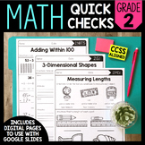 Math Quick Checks - 2nd Grade | Math Review Worksheets | P