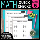 Math Quick Checks - 5th Grade | Math Review Worksheets | Print & Digital