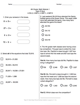simple math quiz printable