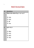 Math Quiz Bundle 1 - Addition, Division and Decimal
