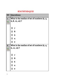 Preview of Math Quiz Bundle 3 - Probability, Statistics, Median, Mode, Range