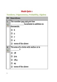 Math Quiz Bundle 4 - Quiz 1 and Quiz 2 - Word Problems,Seq