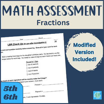 Preview of Math Quiz | Fractions | Differentiated | Modified | 6th Grade