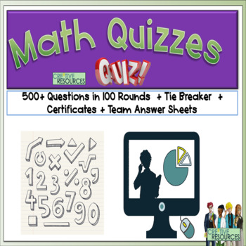 Preview of Math Quiz Pack - Middle School