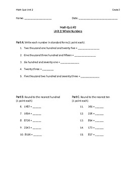 Math Quiz Rounding Worksheets Teaching Resources Tpt