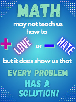 Preview of Math Quote Poster (Every problem has a solution), Version 1