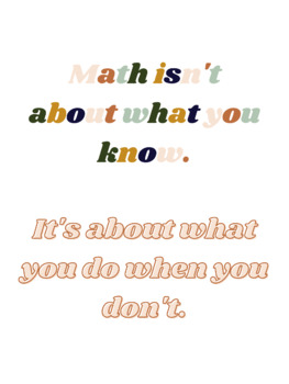 Preview of Math Quote Poster | Math Isn't About What You Know | Modern Math Poster