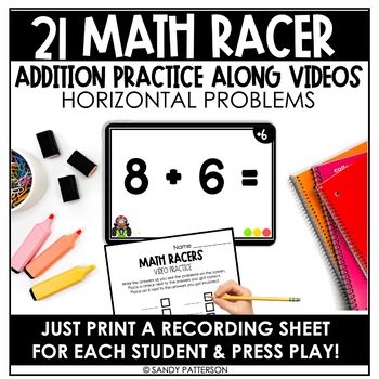 Preview of Math Racers Practice Along Videos | Addition 1-12 | Math Fact Fluency