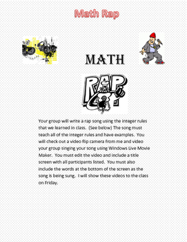 Preview of Math Rap Project - Great for Reviewing for End of Grade Test