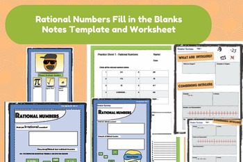 Preview of Math: Rational Numbers Unit Notes and Worksheet.