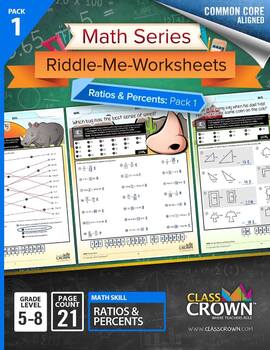 Preview of Ratios Worksheets, Percents Worksheets - Math Riddles - 4th–7th - CCSS