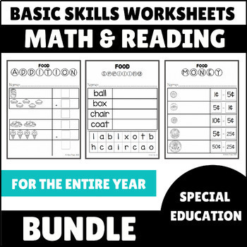 Preview of Math & Reading Basic Academic Skills BUNDLE for Special Education :